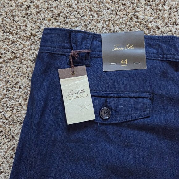 NWT Tasso Elba Island Linen Blend Cargo Shorts Sz 44 Navy Coastal Beach Golf - Picture 6 of 7